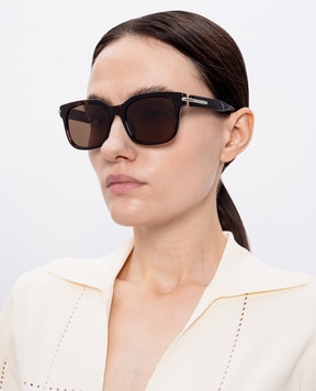 Alexander McQueen City T-Bar Brown Sunglasses 821681J0749