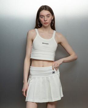 Palm Angels White top with contrasting logo embroidery PWAD060S24FAB002