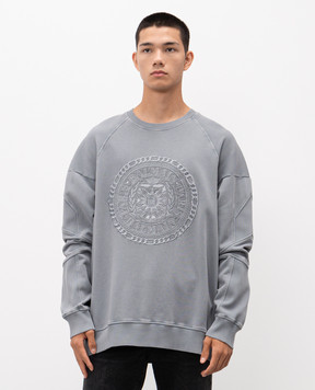 Balmain Grey sweatshirt with logo embroidery FH1JS013BD08