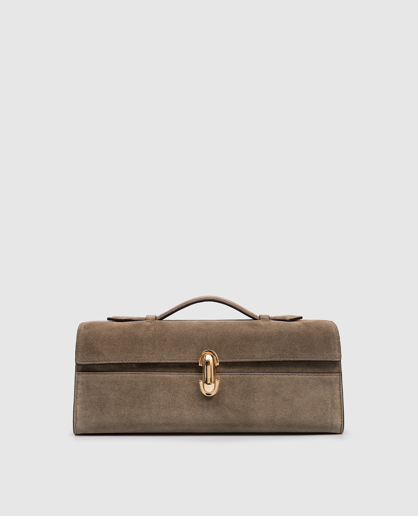 

Slim suede clutch in khaki Savette