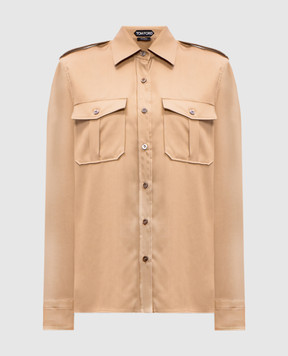 Tom Ford Brown straight-cut blouse CA3280FAX1356