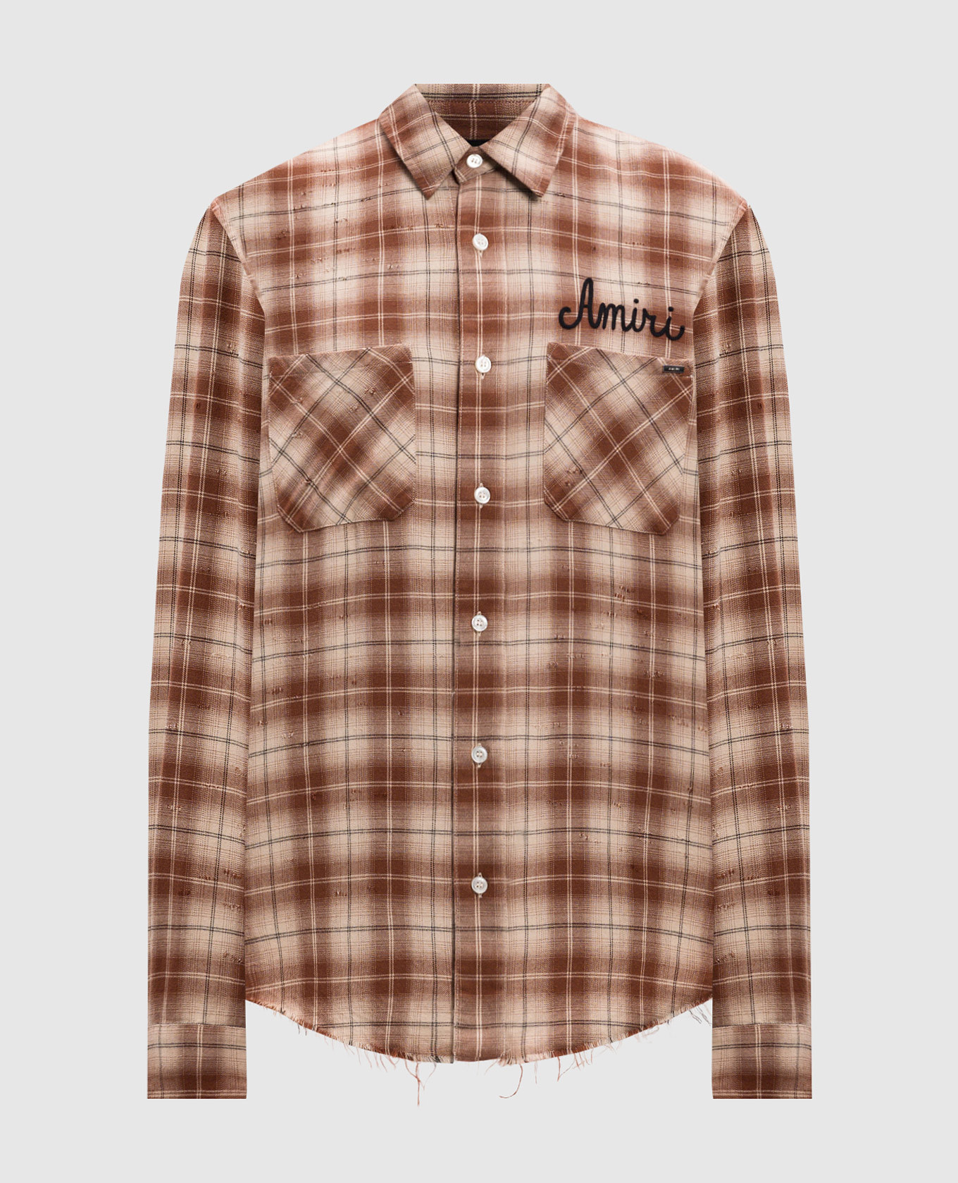 

Brown checked shirt with logo AMIRI