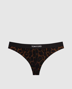 Tom Ford Black thong panties with animal print KNJ009JEP030