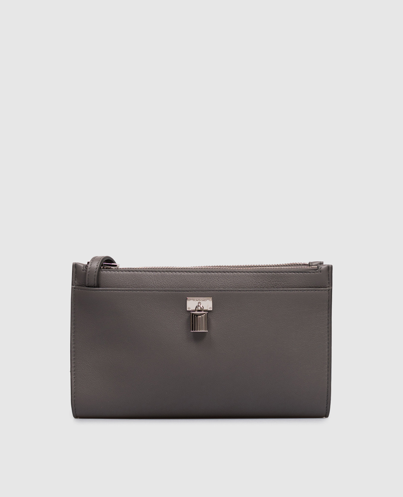 

Grey leather cross-body bag with logo Tom Ford
