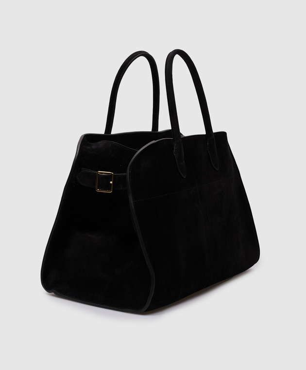 The Row - Soft Margaux 15 black suede tote bag with embossed The Row - Soft Margaux 15 black suede tote bag with embossed