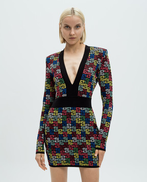 Balmain Black monogrammed mini dress DF1R8054KG80