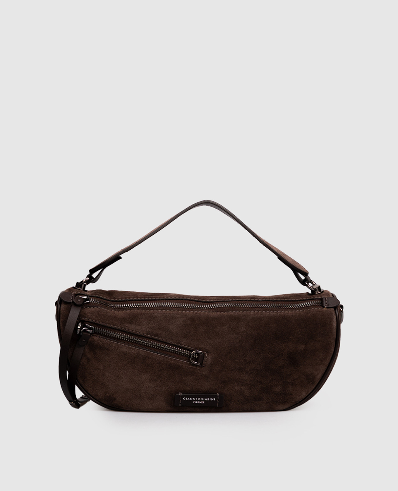 

Cindy brown suede baguette bag with logo Gianni Chiarini