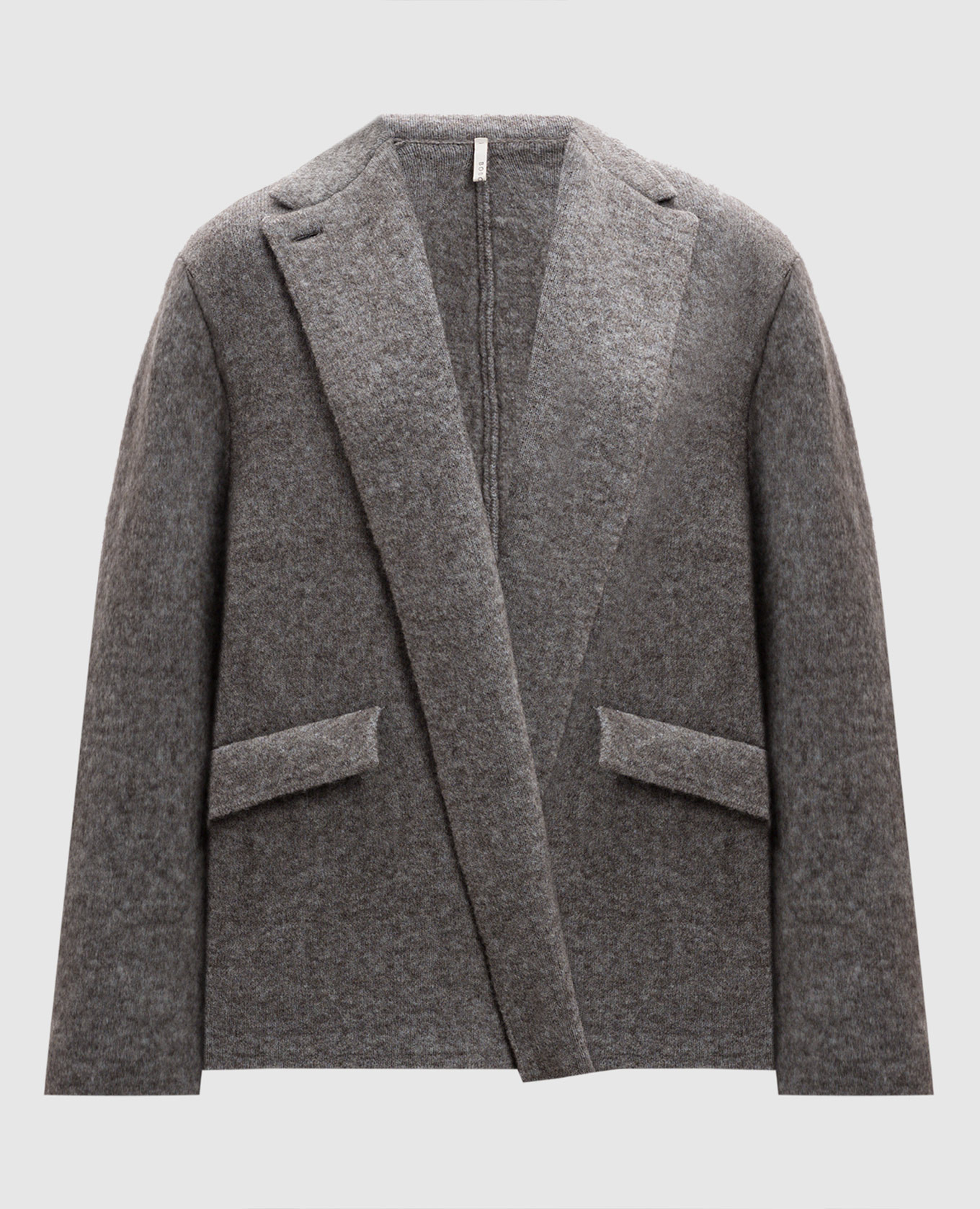 

Gray melange cropped coat with wool BOBOUTIC, Grey