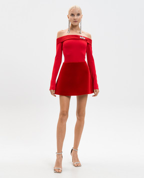 David Koma Red velour mini skirt PF25DK54S