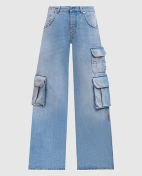 Off-White Blue cargo jeans with logo OWYB019S25DEN002