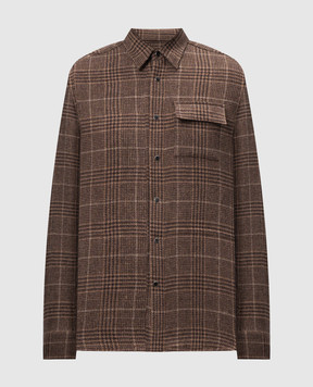 Kiton Brown wool, silk and linen Windsor check shirt UMCBUBAK0171E