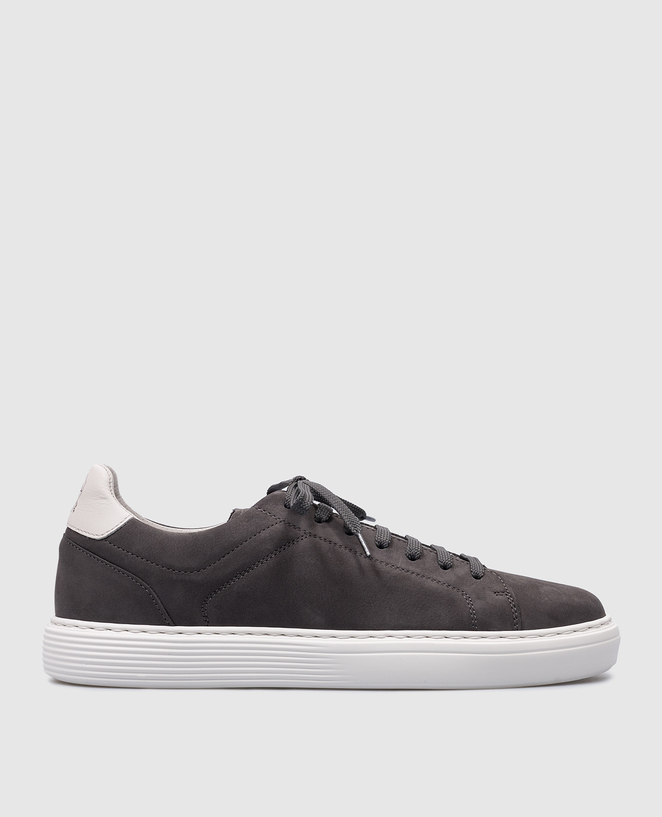 Gray nubuck sneakers with logo brunello cucinelli