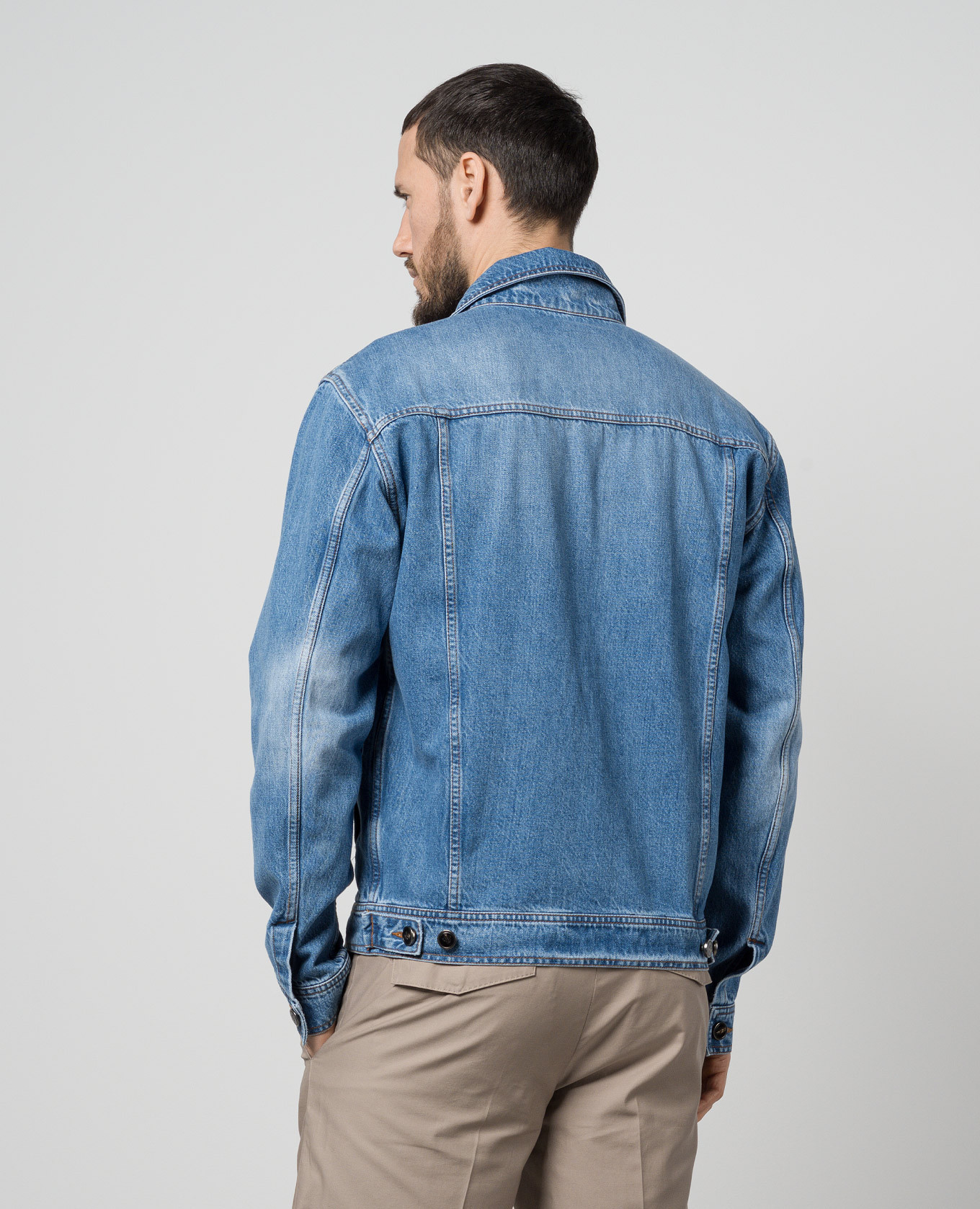 Blue denim jacket with a distressed effect ISAIA 4