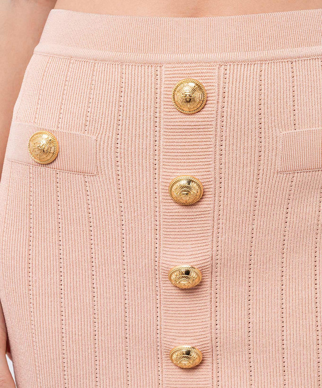 Balmain - Pink patterned mini skirt EF1LB290KB07 - shop with
