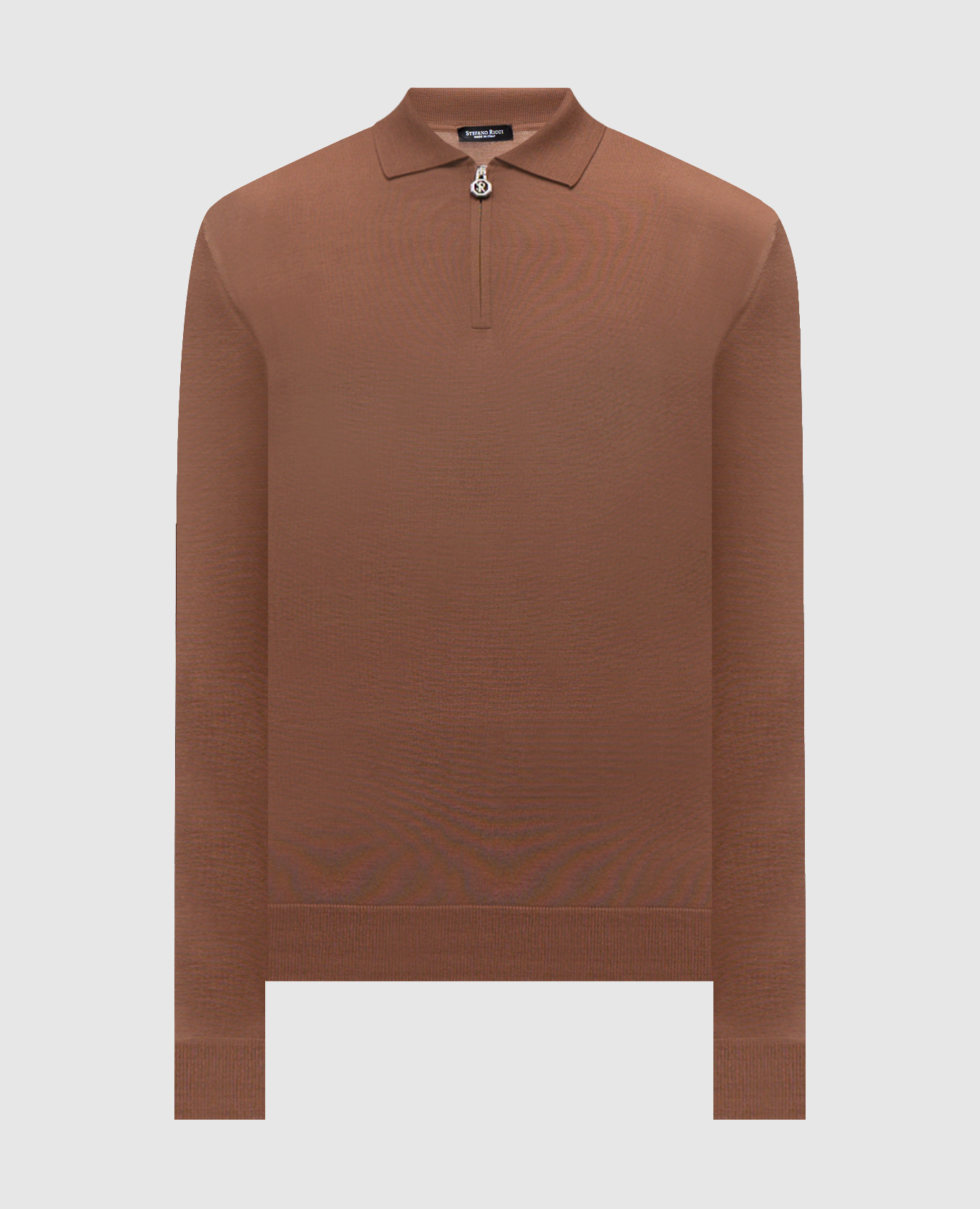 

Brown wool polo shirt with monogram logo Stefano Ricci