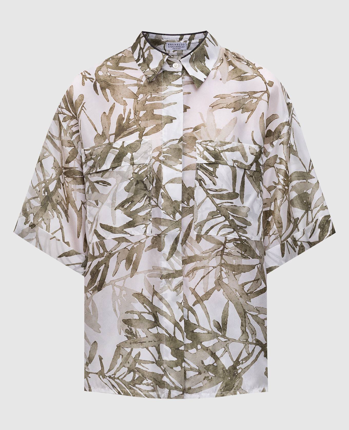 Green printed silk blouse Brunello Cucinelli