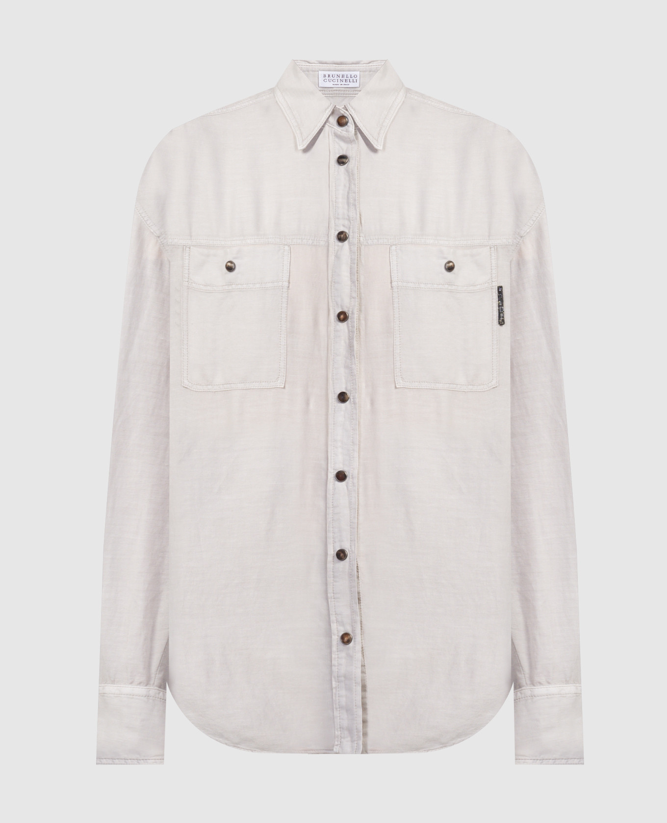 

Beige linen shirt with monil chain Brunello Cucinelli