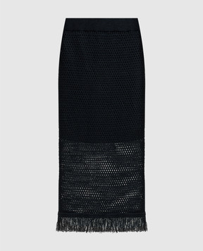 Peserico Blue fringed linen skirt S85000F0709106