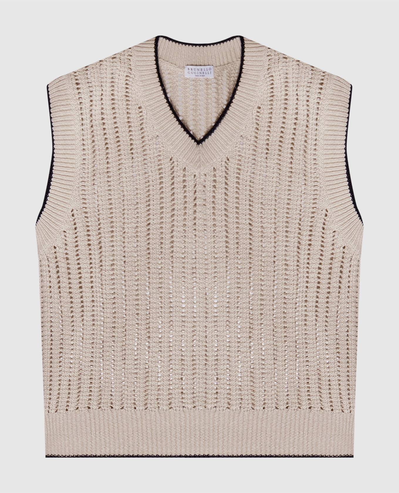 

Beige openwork vest with monil chain Brunello Cucinelli