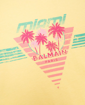 Balmain Children's yellow T-shirt with branded print BW8R01Z00571214