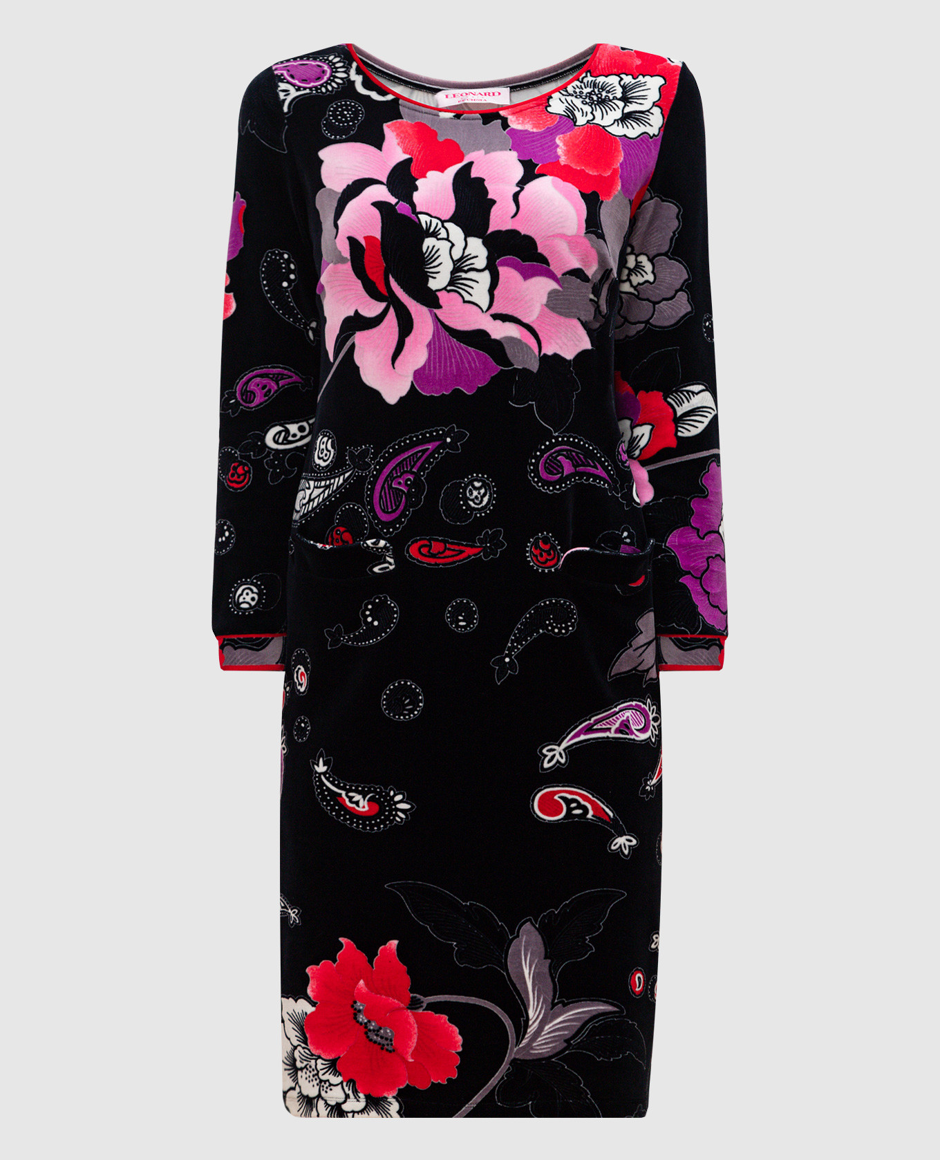 

Blue velor midi dress in floral print Leonard