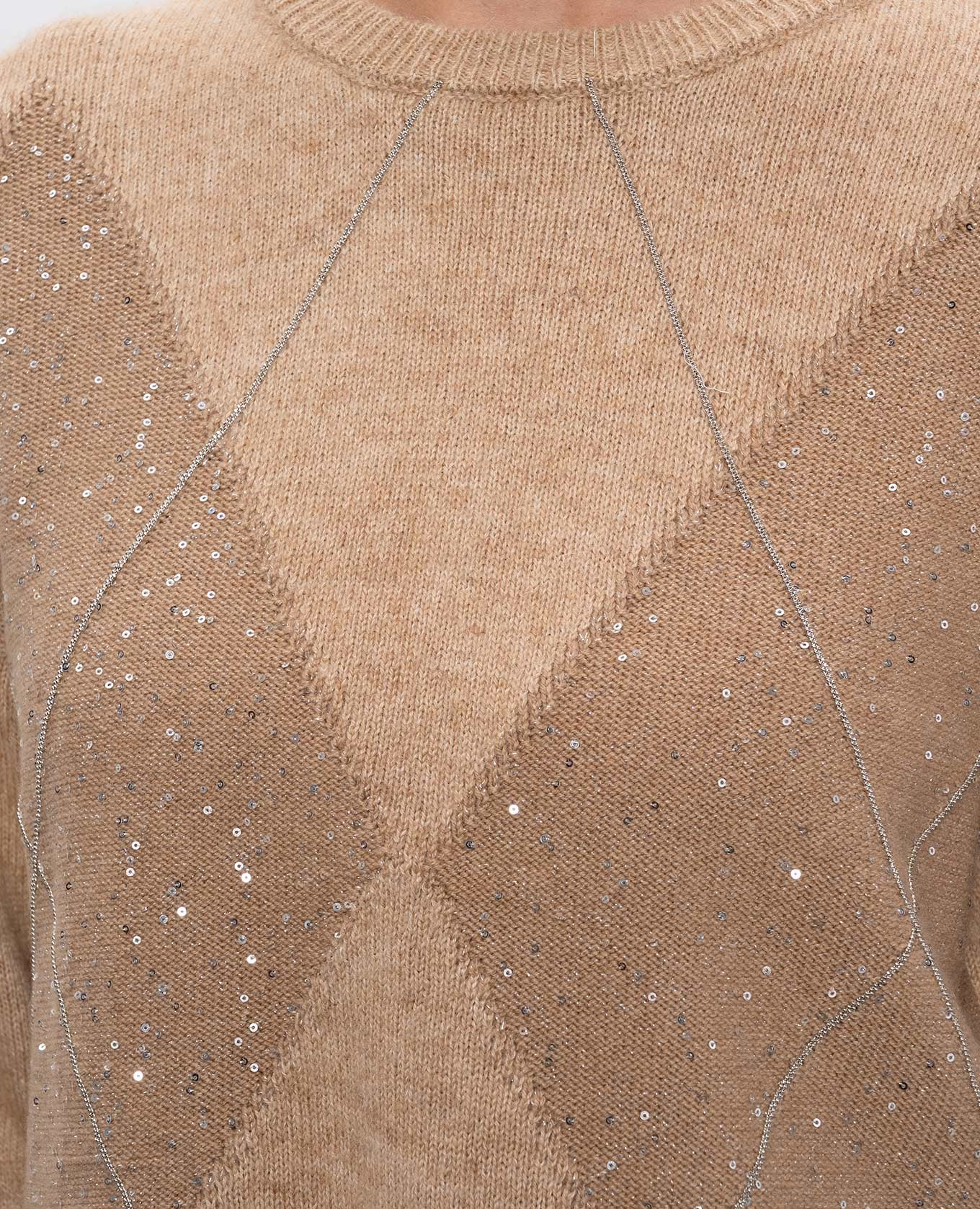 

Beige wool, silk and cashmere jumper with sequins Peserico