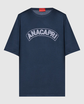 ISAIA Blue T-shirt with embroidery MFA033J0185