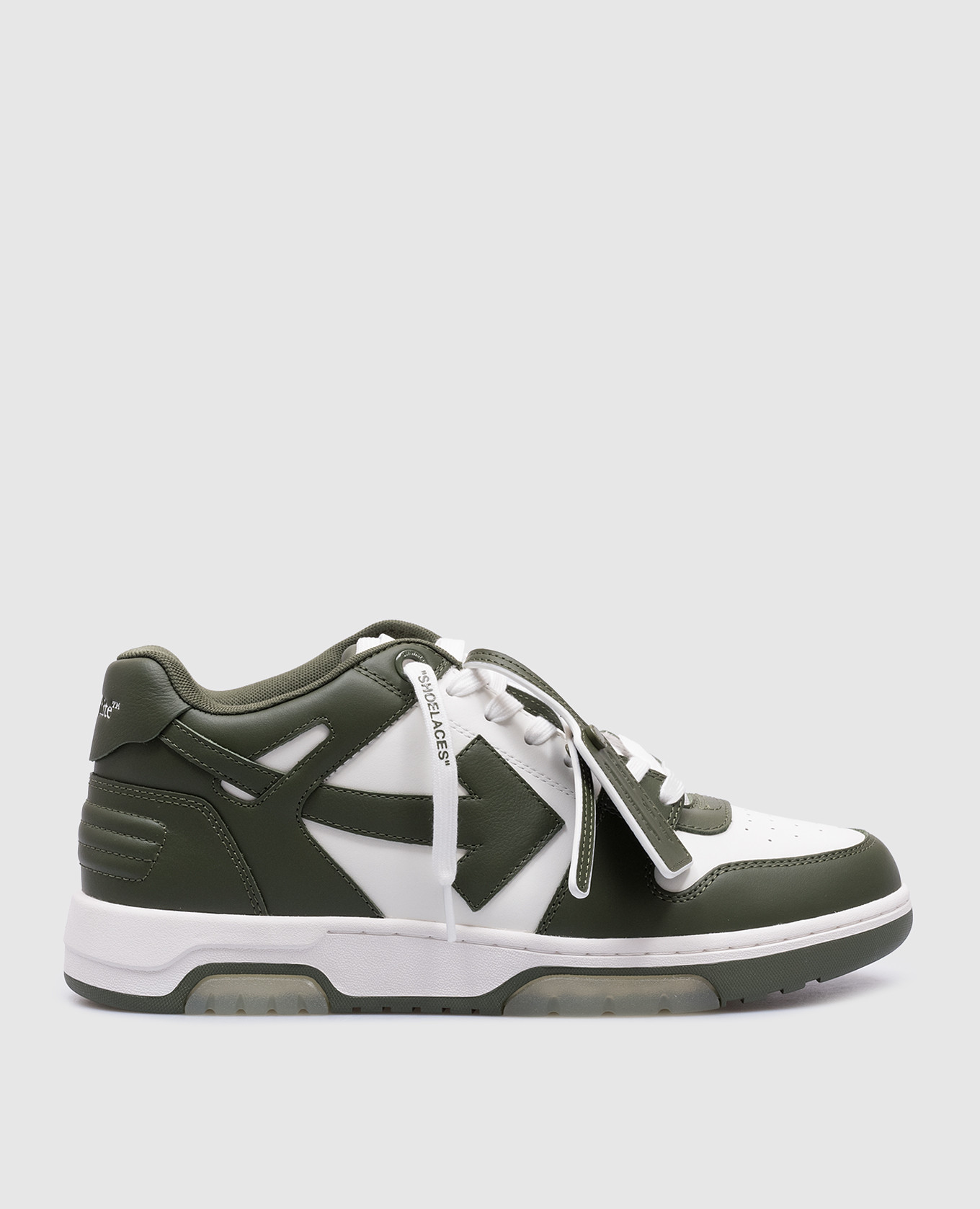 Out of office green leather sneakers off-white