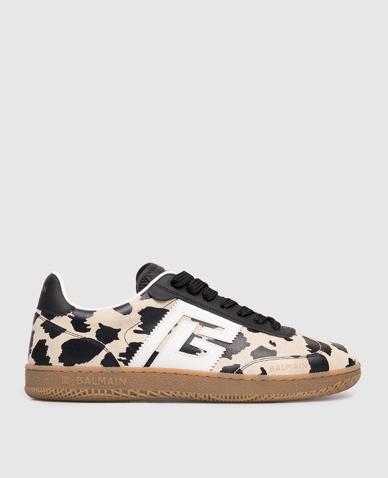 Beige suede sneakers with animal print Balmain