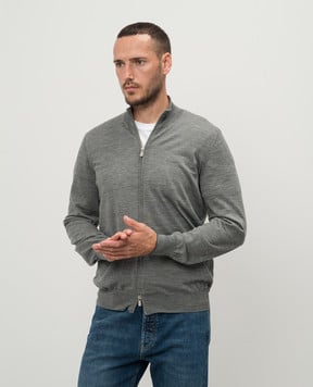 Brunello Cucinelli Gray wool and cashmere cardigan M2400106