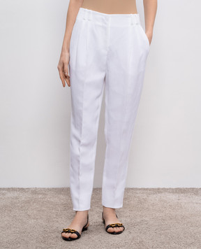 Max Mara White MINCIO pants with linen MINCIO