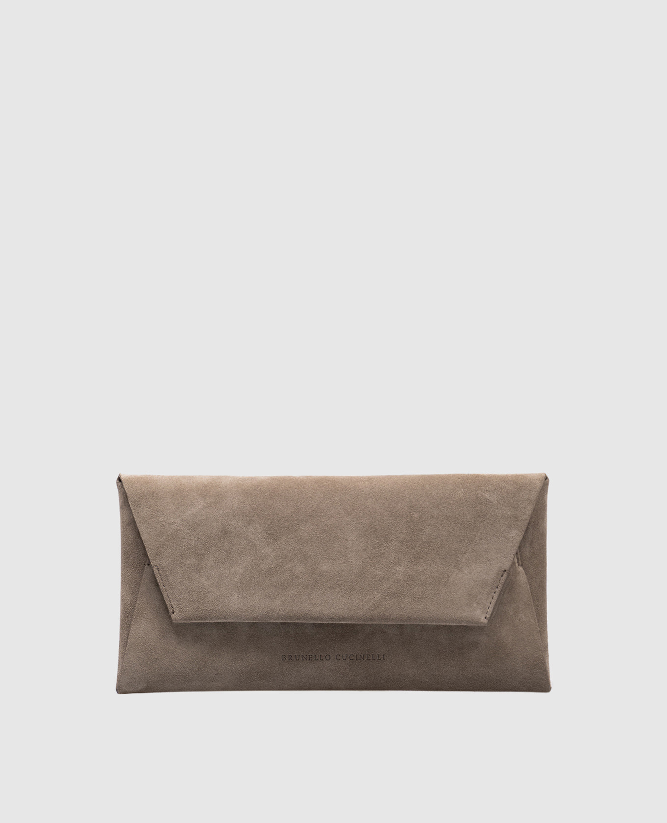 

Envelope clutch in gray suede with logo Brunello Cucinelli, Grey