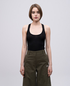 Off-White Black ribbed top with logo OWAD25SS25JER001