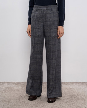 Brunello Cucinelli Gray wool checked pants MP522P8884
