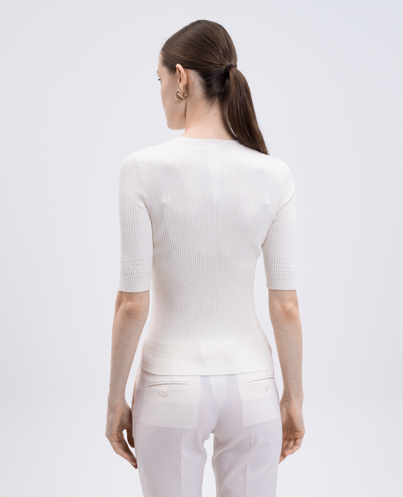 White ribbed top with logo Twinset 4