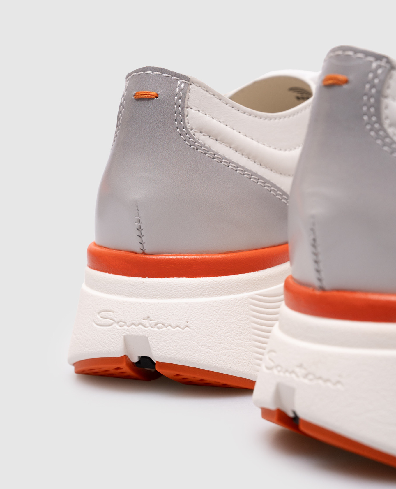 

White leather sneakers with logo Santoni
