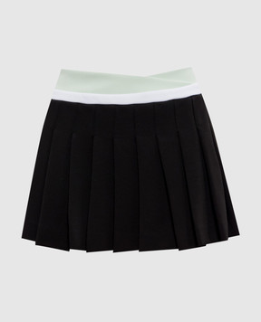 Casablanca Black pleated skirt with logo patch WPF25SK15901