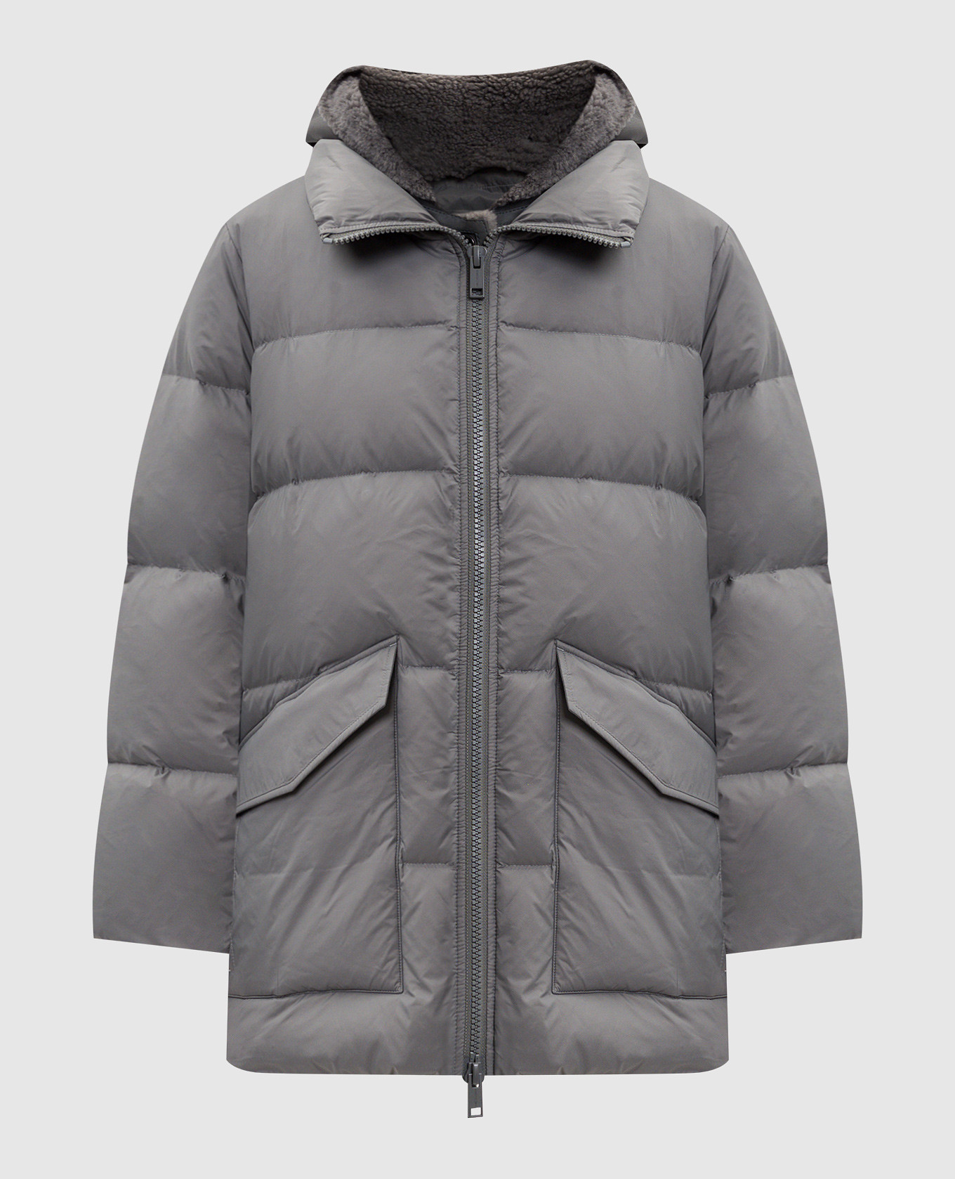 

Gray down jacket with a placket Yves Salomon Army, Grey
