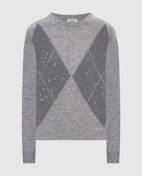 Peserico Gray wool, silk and cashmere sweater with sequins S99391F079283H