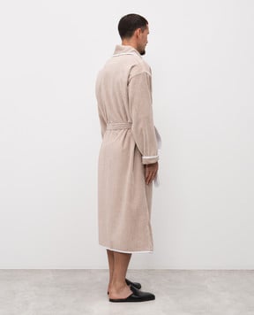 Brunello Cucinelli Beige terry robe with embroidered emblem MLB925152