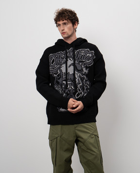Off-White Black Scorpio hoodie with wool OMHU006F24KNI001
