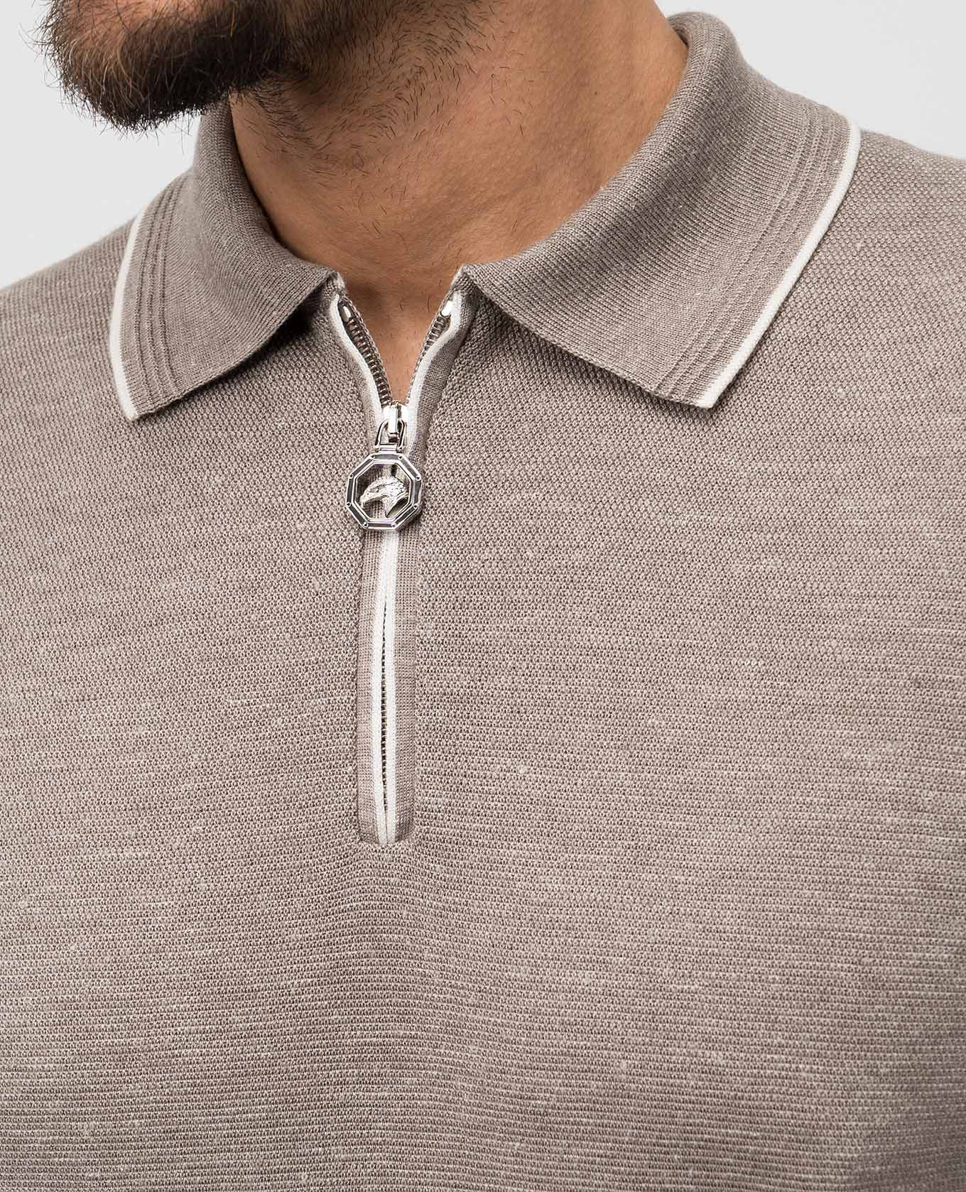 

Beige silk, cashmere and linen polo shirt Stefano Ricci