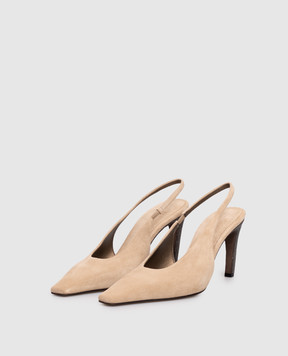 Brunello Cucinelli Beige suede sandals with a monil chain MZSFC3058P