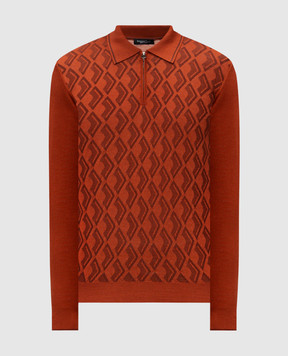 Stefano Ricci Brown wool, silk and cashmere polo with monogram KE08018P30E25476