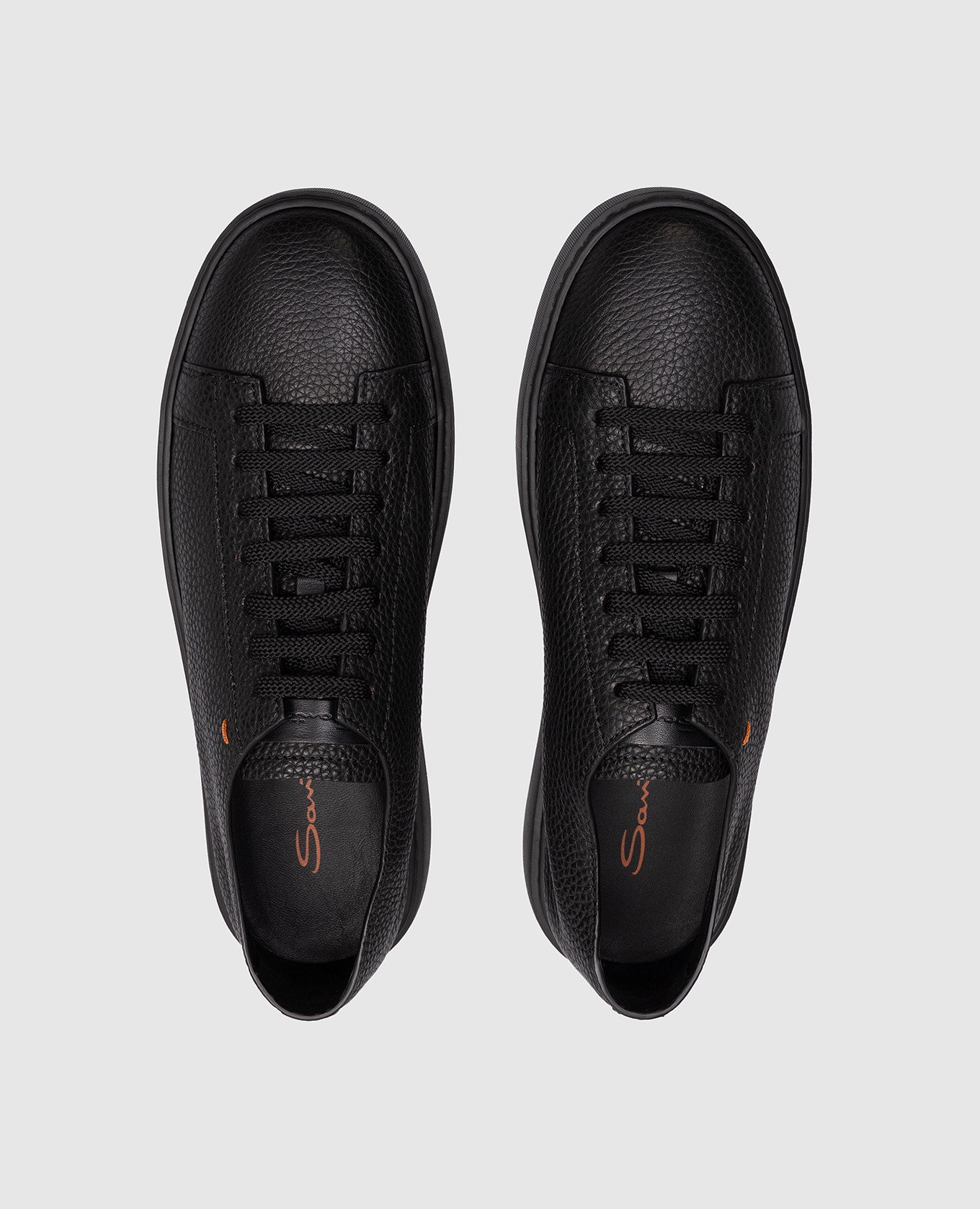 

Black leather sneakers with logo Santoni