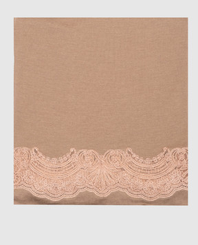Ermanno Scervino Beige stole made of cashmere and silk with lace D452R701PFW