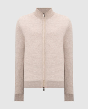 Brunello Cucinelli Beige melange wool and cashmere cardigan M2400106