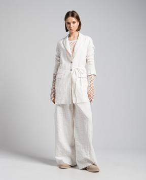 Masnada Beige checkered jacket with a slit 7600