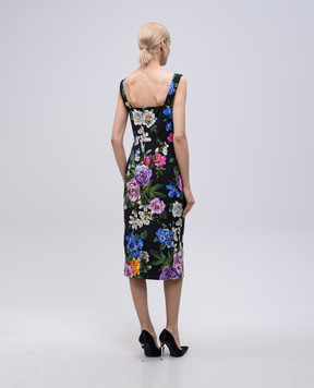 Dolce&Gabbana Black floral print midi dress F6TMYTFSRQK