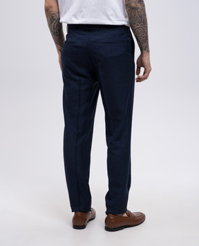 Peserico Blue checked wool, linen and silk trousers R54120N08270